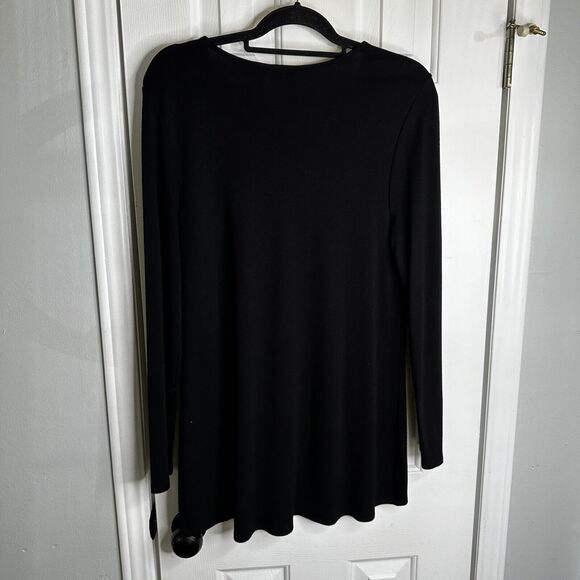 Chico's Black Tunic 2 High Low Long Black Tunic Gold Hardware Large - Picture 11 of 11